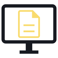 Gelbes Print-Icon mit dunkelgrauen Bildschirm - Digitaldesign