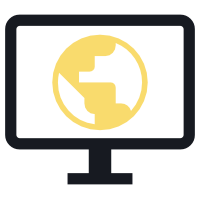 Gelbes Website-Icon mit dunkelgrauen Bildschirm - Digitaldesign